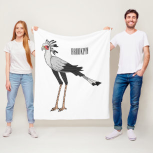 Secretary bird cartoon illustration fleece blanket