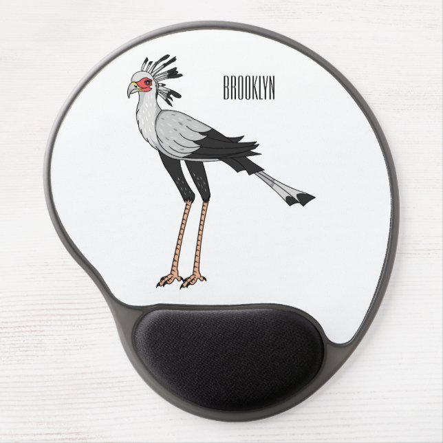 Secretary bird cartoon illustration gel mouse pad (Front)