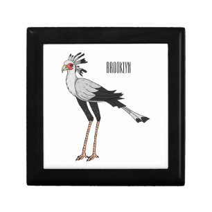 Secretary bird cartoon illustration gift box