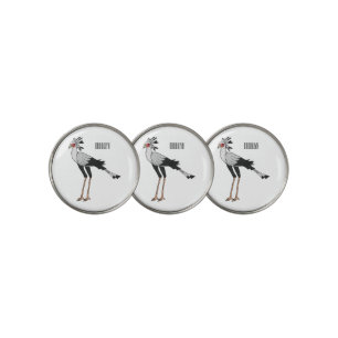 Secretary bird cartoon illustration golf ball marker