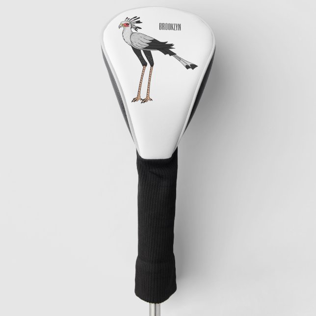 Secretary bird cartoon illustration golf head cover (Front)