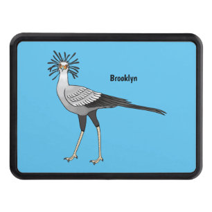 Secretary bird cartoon illustration hitch cover