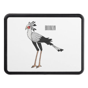 Secretary bird cartoon illustration  hitch cover