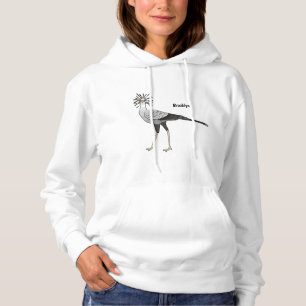 Secretary bird cartoon illustration hoodie
