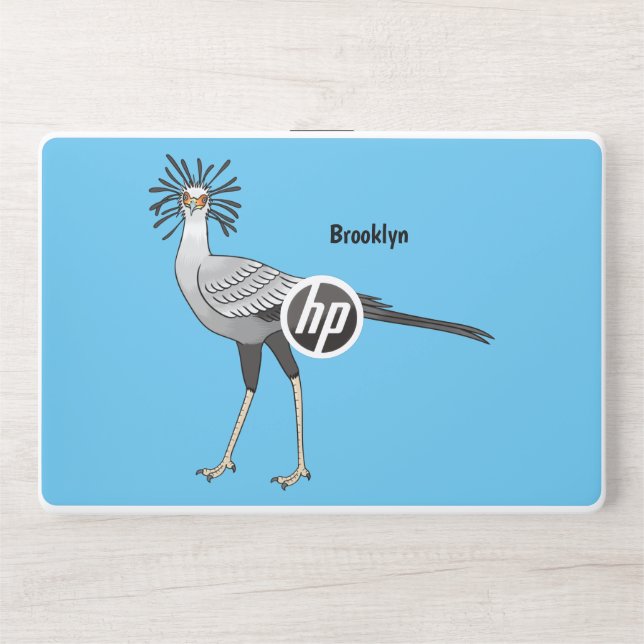 Secretary bird cartoon illustration  HP laptop skin (Front)