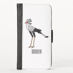 Secretary bird cartoon illustration  iPhone x wallet case