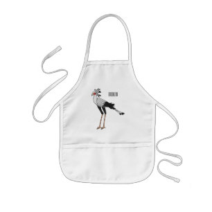 Secretary bird cartoon illustration kids' apron