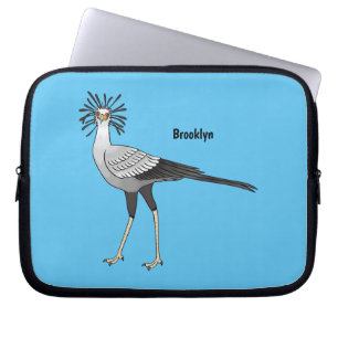 Secretary bird cartoon illustration  laptop sleeve