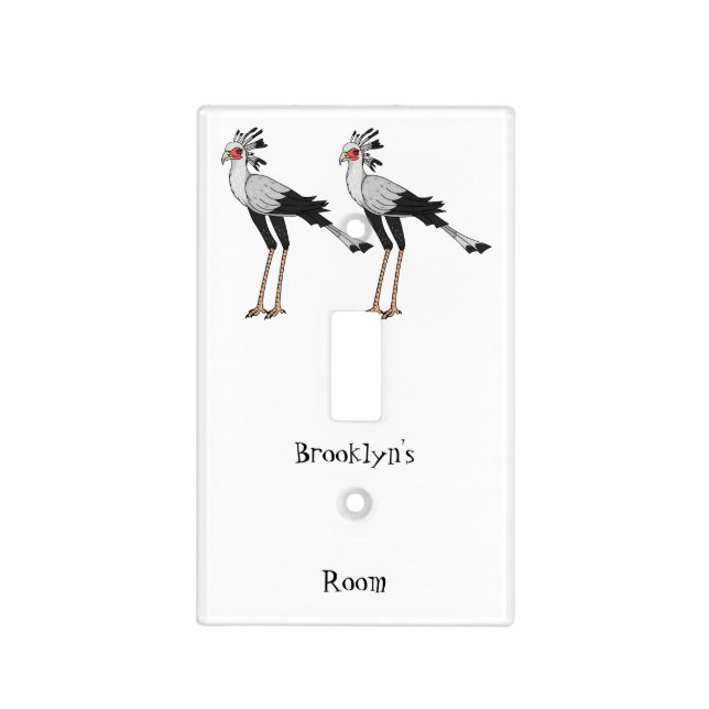 Secretary bird cartoon illustration light switch cover (Front)