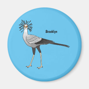 Secretary bird cartoon illustration  magnet