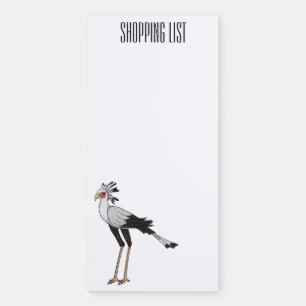 Secretary bird cartoon illustration magnetic notepad
