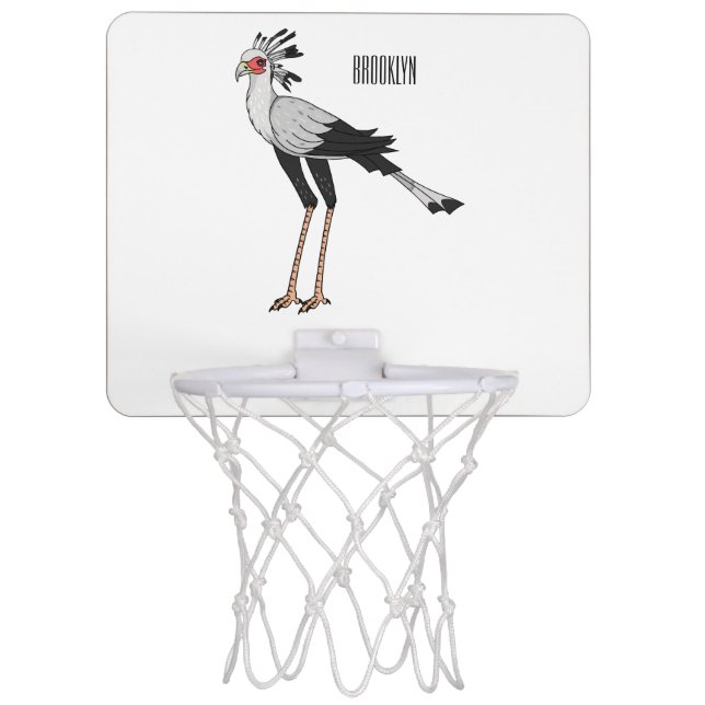 Secretary bird cartoon illustration mini basketball hoop (Front)