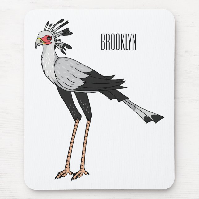 Secretary bird cartoon illustration mouse pad (Front)