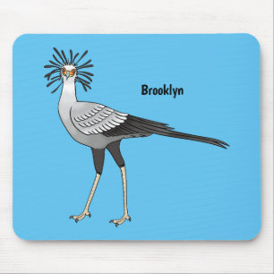 Secretary bird cartoon illustration mouse pad