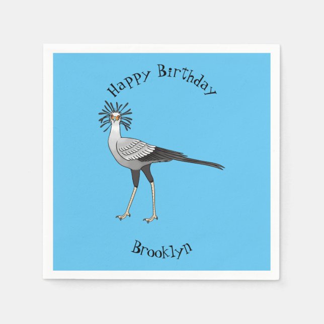 Secretary bird cartoon illustration napkins (Front)
