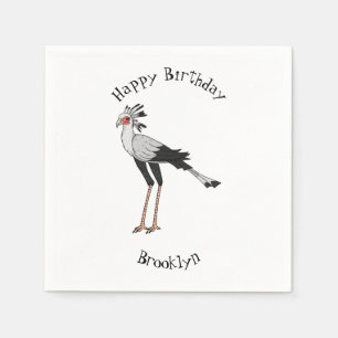 Secretary bird cartoon illustration napkins