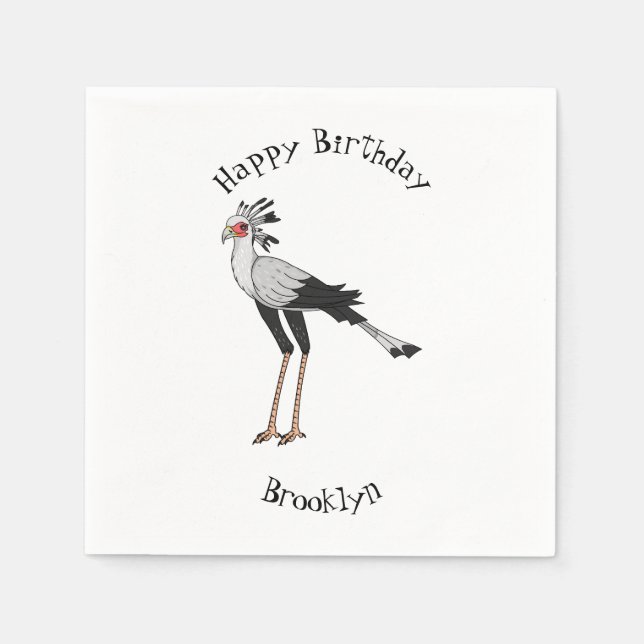 Secretary bird cartoon illustration napkins (Front)