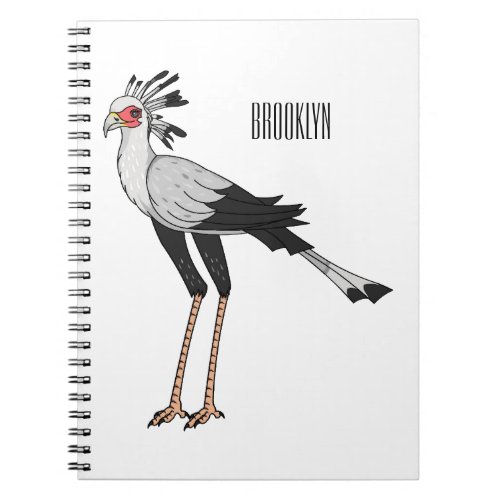 Secretary bird cartoon illustration notebook