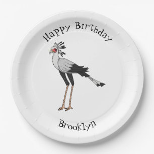 Secretary bird cartoon illustration paper plates
