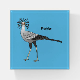 Secretary bird cartoon illustration  paperweight