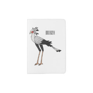 Secretary bird cartoon illustration passport holder