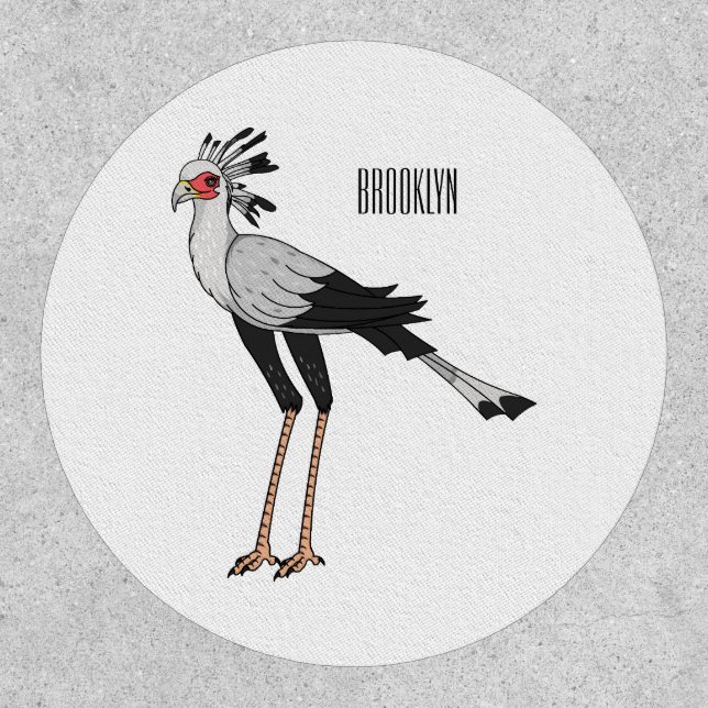 Secretary bird cartoon illustration patch (Front)