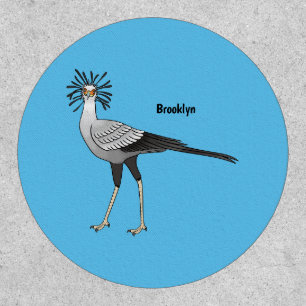 Secretary bird cartoon illustration  patch