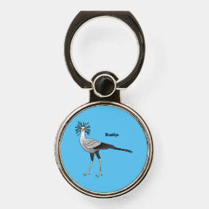 Secretary bird cartoon illustration  phone ring stand
