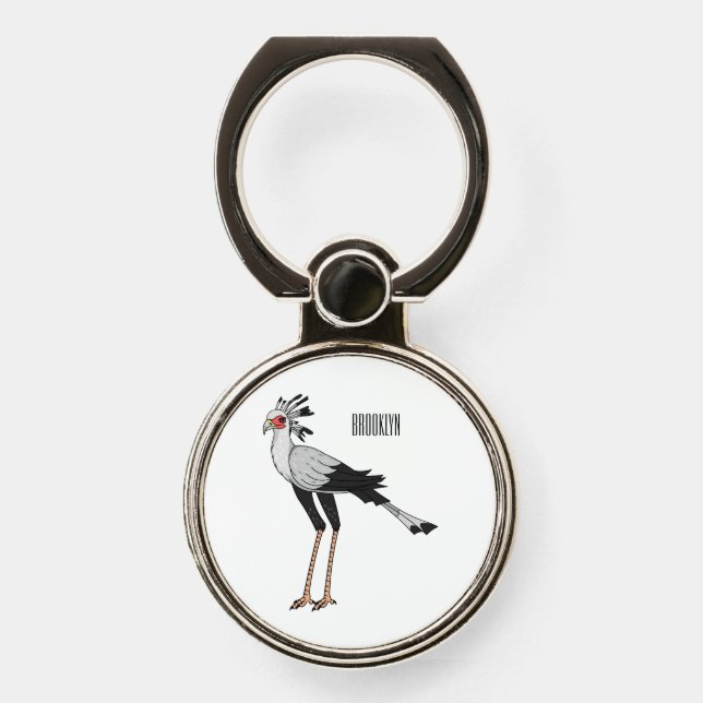 Secretary bird cartoon illustration phone ring stand (Front)