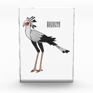Secretary bird cartoon illustration  photo block