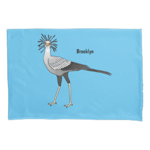 Secretary bird cartoon illustration  pillow case