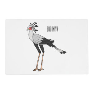 Secretary bird cartoon illustration placemat