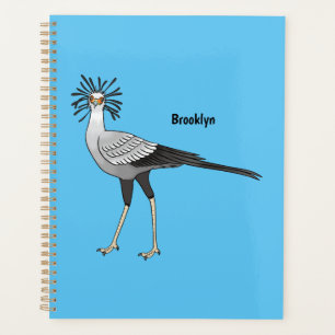 Secretary bird cartoon illustration planner