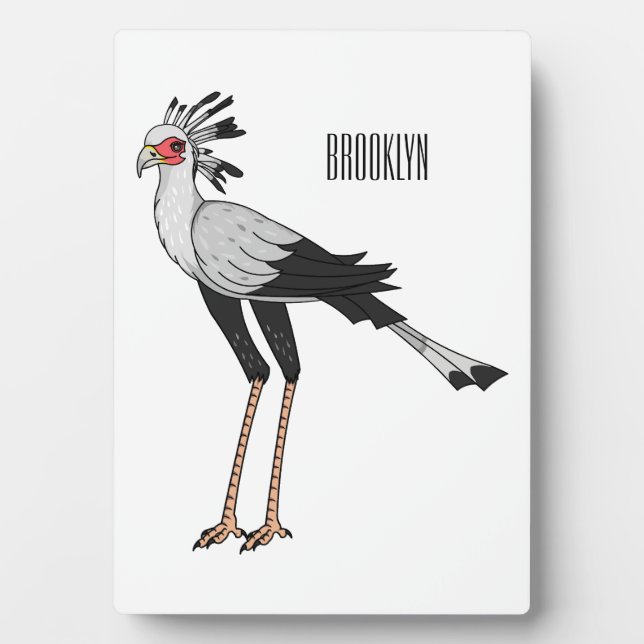 Secretary bird cartoon illustration plaque (Front)