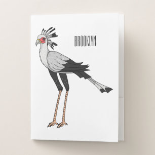 Secretary bird cartoon illustration pocket folder