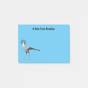 Secretary bird cartoon illustration post-it notes