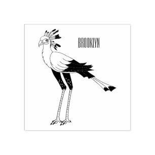 Secretary bird cartoon illustration rubber stamp