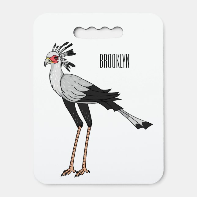Secretary bird cartoon illustration seat cushion (Front Vertical)
