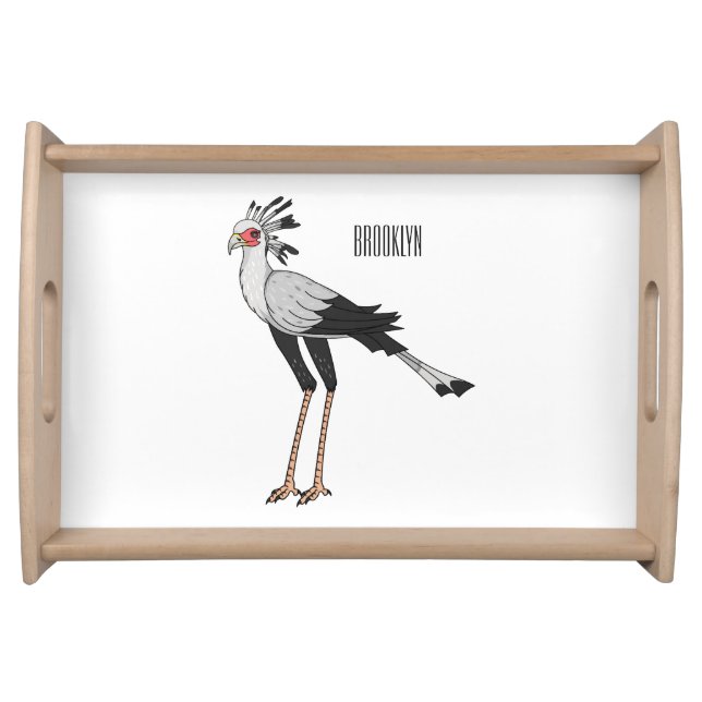 Secretary bird cartoon illustration  serving tray (Front)