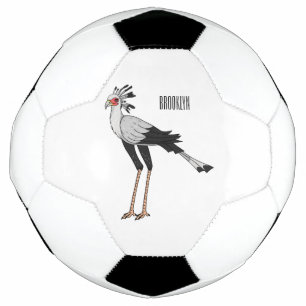 Secretary bird cartoon illustration soccer ball