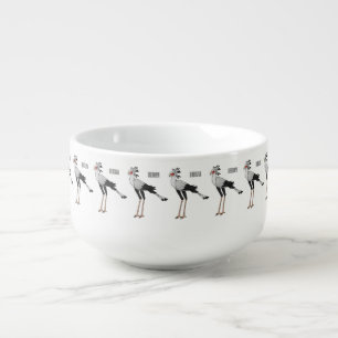 Secretary bird cartoon illustration soup mug