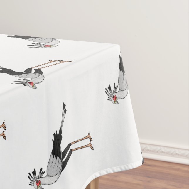 Secretary bird cartoon illustration tablecloth (In Situ)