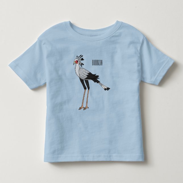 Secretary bird cartoon illustration toddler t-shirt (Front)