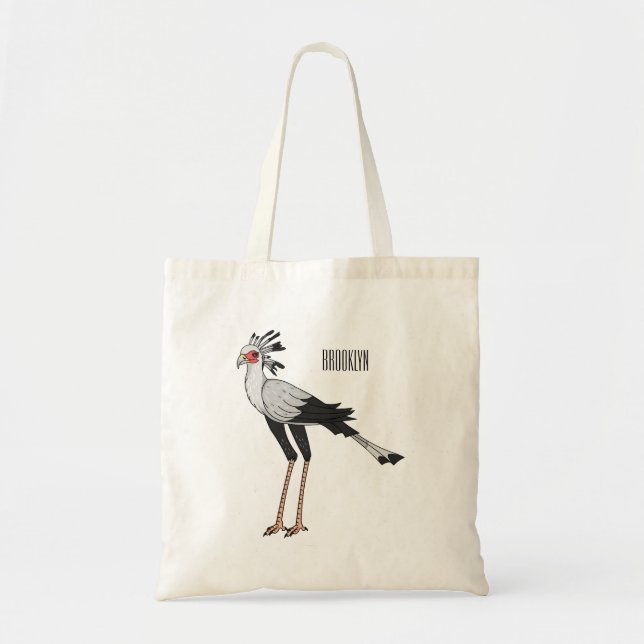 Secretary bird cartoon illustration  tote bag (Front)
