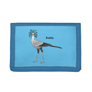 Secretary bird cartoon illustration tri-fold wallet