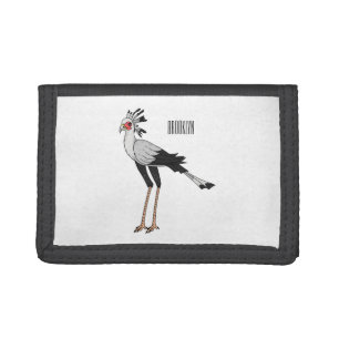 Secretary bird cartoon illustration trifold wallet