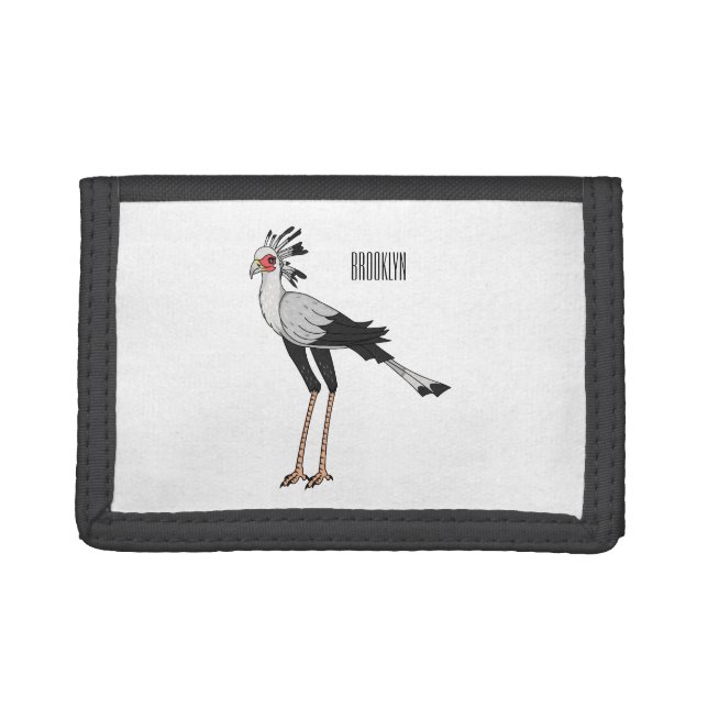 Secretary bird cartoon illustration trifold wallet (Front)