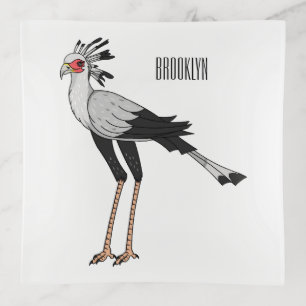 Secretary bird cartoon illustration trinket tray