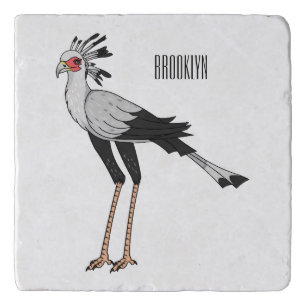 Secretary bird cartoon illustration trivet