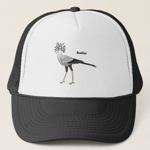 Secretary bird cartoon illustration  trucker hat